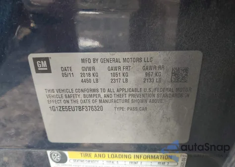 2011 Chevrolet Malibu Ltz из США, поврежденный, VIN 1G1ZE5EU7BF376320